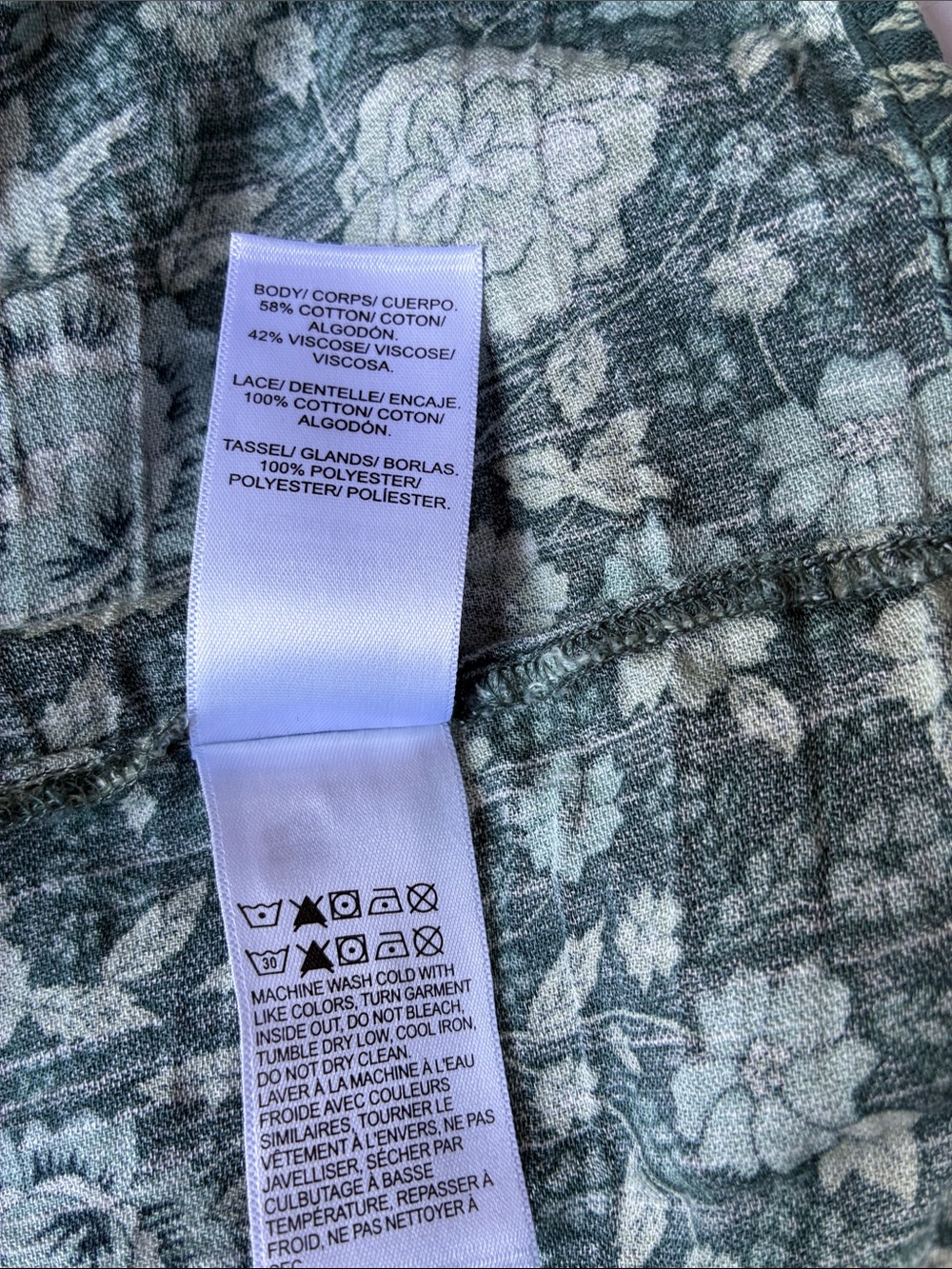 Lucky Brand Teal Green Floral Peasant Top - Picture 5 of 5